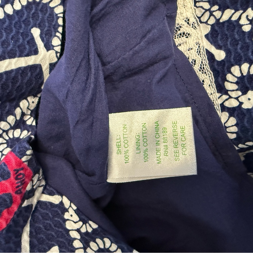 Lilly Pulitzer Strapless Dress in Navy and White with Anchor design. - Picture 7 of 8